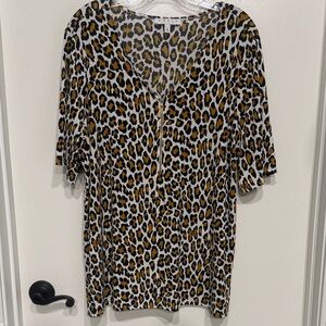 Chaus Animal Print V-Neck Blouse
